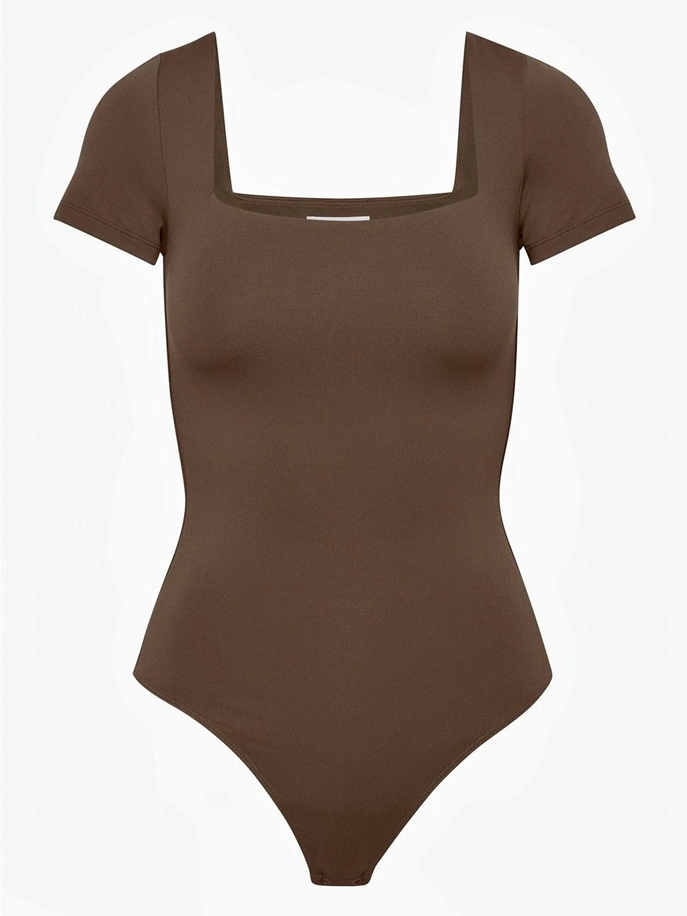 Babaton Square Neck Short Sleeve Bodysuit - Brown